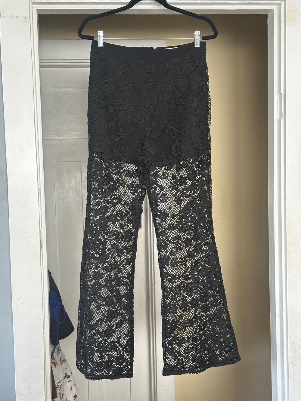 Self-Portrait Black Lace Flare Pants